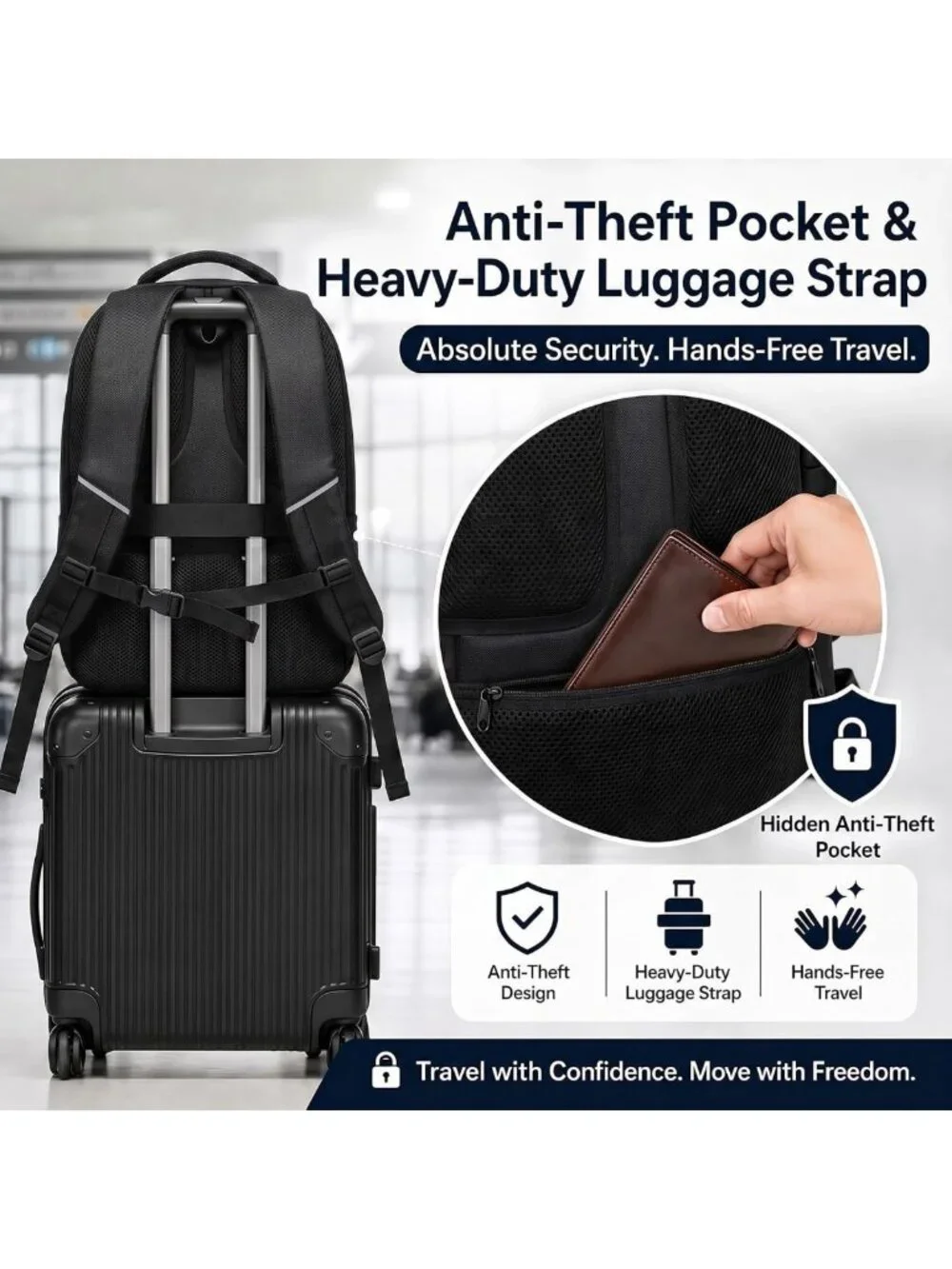 Slim Travel Laptop Backpack | Sturdy Work Bag for Office & Daily Commute